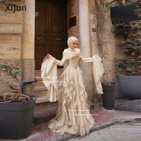 Xijun Modest Tiered Long Prom Dresses Ruched A-Line Full Sleeves Evening Dresses Muslim Luxury Dubai Prom Gowns 2026 Customized