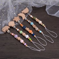 Baby Wooden Pacifier Clip Bracelet Set For Anti-Dorp Baby Soother Dummy Holder Chain Nursing Teether Chew Toys Shower Gifts