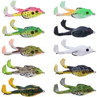 1pc Frog Bait Double Propeller Leg Silicone Soft Bait 13.5g, 9.2cm High Carbon Steel Double Hook Fishing Gear Accessories