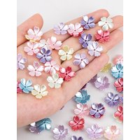 50pcs Colorful ABS Plastic Cherry Blossom Petals Loose Spacer Beads for DIY Bracelet Necklace Jewelry Making Materials