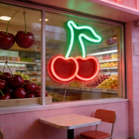 LED Cherry Neon Sign, Custom Wall Art Light for Home Decor, Gift for Wedding Party Dorm Room Bar Cafe Decorative Lighting