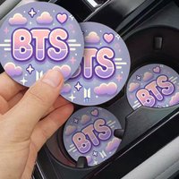 Simple BTS merchandise new cute creative cartoon pattern car fashion versatile decorative storage slot leather non-slip coaster