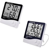 HTC-1 HTC-2 LCD Electronic Digital Temperature Humidity Meter Indoor Outdoor Thermometer Hygrometer Weather Station Clock
