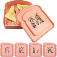 Lunch Toast Box Bread With Lid Organizer Portable Sandwich Bento Case Outdoor Storage Bag Food Container Floral Letter Pattern