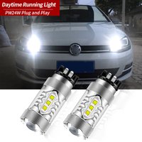 2PCS Xenon White 6000K Error Free PW24W PWY24W LED Bulbs For Volkswagen VW CC SS MK7 Golf GTI LED DRL Daytime Lights 12V