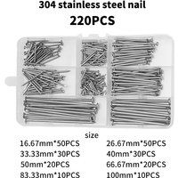 Hardware nail set, wall nails, 8 different specifications, small nails for hanging pictures, wooden nails mixed nail set, 220pcs