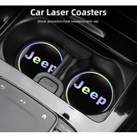 2PCS Luminous Non-slip Car Cup Coaster for Jeep Renegade Grand Cherokee Patriot Wrangler Auto Interior Water Cup Mat Accessories