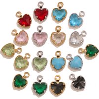 5-20pcs 18K Gold Colorful Crystal Heart Charms for Women Necklace Bracelet Anklet Jewelry Making Supplies Bulk Items Wholesale