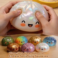 Glitter Dumpling Squishy Toy Mystery Box Free Wrappers with Steamer Stress Relief Toy Crazy Fun Mini Bao Bun Surprise Balls