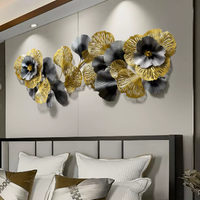 Large Iron Hanging Wall Ornament, Luxury Ginkgo Leaf, Sofa Background Decor , Living Room Decoration, Hallway Creative Pendant