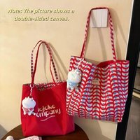 Korean Reversible Canvas Tote Bag Large Capacity Casual Women's Handbag Shoulder Bags Commuting Bag Students Girl Shopping Bag
