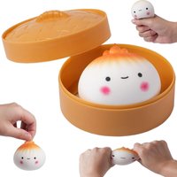 Squeeze Giant Dough Ball Stress Relief Toys Squishies Dumplings Stress Balls Fidget Sensory Toy with Steamer Desk Toys for ADHD