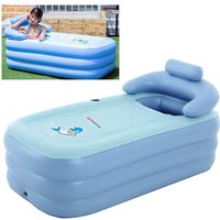 Portable Inflatable Bathtub with Backrest Cup Holder and Drainage Hole Easy To Inflate for Relaxing Spa Experience Anywhere