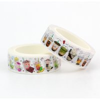 NEW 1PC 10M Decor Kawaii Coffee Cups and Juice Drinks Washi Tape Set for Scrapbooking Journaling Masking Tape Cute Stationery