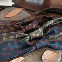 Classic 8cm Width Leaves Dots Neck Ties For Men Adult Striped Green Brown Neckties Luxury Polyester Woven Tie Cravat Suit Cravat