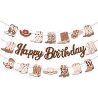 20pcs Cool Western Cowboy Birthday Banner Wall Hanging Buntings Festival Hanging Flags For Birthday Decoration Party Supplies