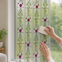 Wood Grain Privacy Window Film Static Cling Removable UV Protection for Home Office Bedroom Balcony Bathroom Glass