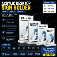Acrylic Desktop Display Frame Table Card Sign Collection Photo Protection Holder Magnetic Album Postcard Souvenir Display Stand