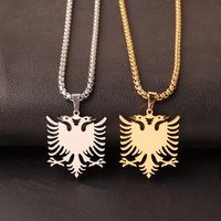 Stainless Steel Albanian Double Head Eagle Necklace Unisex Russian Albania Flag Eagle Pendants Mystery Jewelry Gift