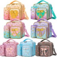 New Arrival Colorful Printing Thermal Insulation Cooler Bag Kids Lunch Bag With Bottle Holder