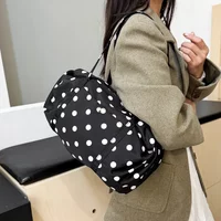 New Fashion Fabric Portable Commuting Sweet Shoulder Bag for Women 2026 Hot Sale Polyester Dots Large Capacity Casual Tote Bags