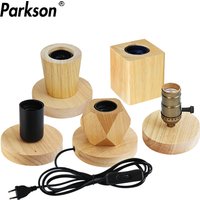 220V 110V rétro lampe de Table en bois E27 douille Vintage lampe de bureau support de Base prise ue lampe de chevet décor Base en bois lampe de Table