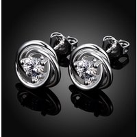 promotion fashion 925 Sterling Silver jewelry female charm cute women wedding pattern zircon crystal stud earrings