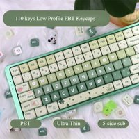 Cute Green Low Profile Keycaps 110 keys PBT Ultra Thin key Caps for DIY Mechanical Keyboard Nuphyair96 K845 DEATHSTALKER V2 PRO