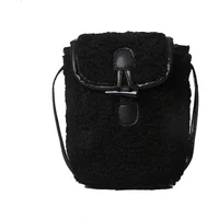 Winter Lambswool Phone Bag Women Faux Fur Shoulder Bags Sweet Lovely Portable Wallets Female Plush Crossbody Bag Square Purse