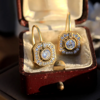New Fashionable Square Pendant Earrings, Brilliant Engagement Wedding Jewelry, Elegant Women's Pendant Earrings, Exquisite Gifts
