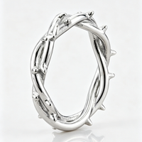 Vintage Black Jesus Crown Thorns Rings For Man Women Olive Branch Ring Fashion Couple Jewelry