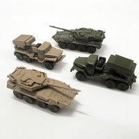 1/144 Soviet BM21 Hail Rocket Launcher Italy Centaur B1 Tank 4D Steel Ball Military Model Sliding Toy 4pcs/set