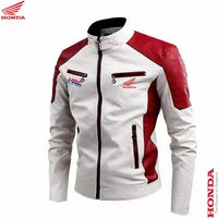 Honda men's spring and autumn thin motorcycle retro fashion leather jacket stand collar PU leather jacket casual leather jacket