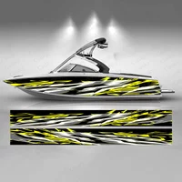 Yellow Lightning Stripe Boat Sticker Fashion Custom Fish Boat-Sticker Vinyl Waterproof Boat Wrap Graphic Boat Wrap Decal