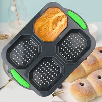 Silicone 4-Hole Bread Baking Pan Baguette Mold Easy-Release Double-Ear Cake Baking Tray Home DIY Bread Tool