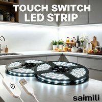 USB 5V LED Strip Lights With Touch Control Adjustable Brightness Suitable for Home Cabinets Vanities TV Backgrounds Lighting