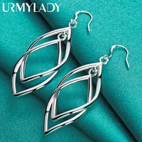Fine High quality 925 Sterling Silver Earrings fashion Jewelry elegant Woman Earrings Hanging Drop long wedding Christmas Gifts
