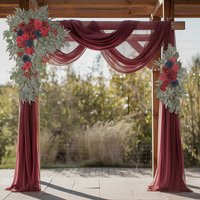 2 Panels Wedding Arch Sheer Chiffon Curtain Fabric for Spring Party Ceiling Backdrop Outdoor Arches Weddings Ceremony Decoration
