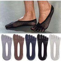Men's Five Finger Boat Socks Summer Velvet Mesh Breathable Socks Elastic Shallow Split Toe Socks Invisible Silicone Anti Slip