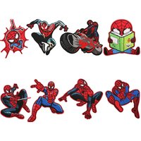 8pcs Marveled Q Version Spiderman Patches Embroidery Iron on Clothes Jeans Apparel Decoration Appliques Sewing Clothing Gift