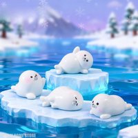 4pcs Cute Little Seal Figurines, Fairy Animals Miniatures, Micro Landscape DIY Craft Decoration Supplies