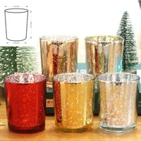 1/6Pcs Gold Votive Candle Holder Speckled Glass Tealight for Wedding Parties Hotel Cafe Bar Birthday Home Decoration Party Gift