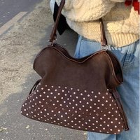 2026 Women's Shoulder Bag Y2k Fashion Sweet Polka Dot Handbag Korean Casual Versatile Leopard Print Brown Frosted Tote Bags
