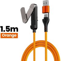 240W Flat Foldable Type C Fast Charging Cord Kickstand Holder For IPhone 16 17 Samsung Universal Portable Quick Charge Cable