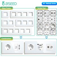 BSEED EU Standardowe ue gniazdo USB RJ45 Internet telewizja części funkcyjne do ściany gniazdko elektryczne tylko szklanym panelem