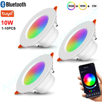 1-10PCS LED Downlight Dimmable Tuya Intelligent Graffiti Control Voice APP RGB CW Full Color Spot Ceiling Recessed for Kitchen