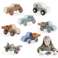 Baby Teether Toys Silicone Car Toys Baby Pushcart Bpa-free Car Airplane Cognitive Silicone Model Baby Room Decoration Baby Gift