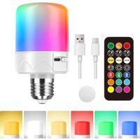 Magnetic Rechargeable Wall Lamp RGB Color Remote Control Dimmable USB Detachable Emergency Light Bulb