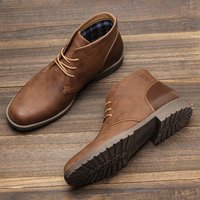 New Men Vintage British Outdoor Leather Shoes Dress Tooling Ankle Boots Business Desert Boots Spring Autumn Fashion