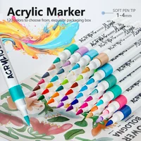 12-120 Color Acrylic Marker, Brush Acrylic Paint Pens for Art Supplies Fabric Paint Stone Glass Ceramic Wood Rock Christmas Card